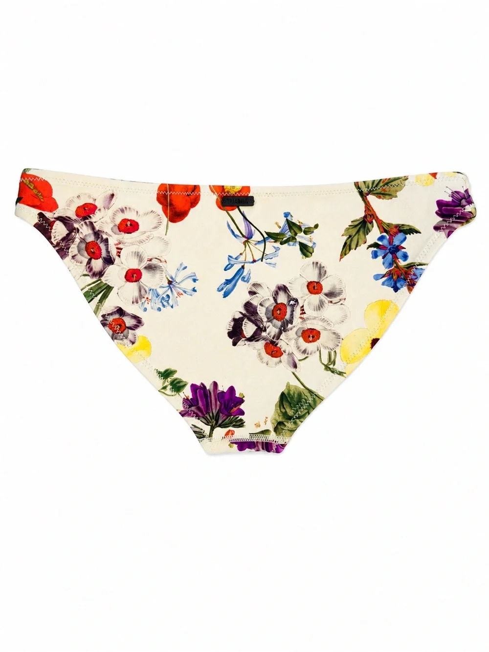 TRIANGL Floral Bikini Bottom Size Medium Cream Multicolor Neon Coral Lined